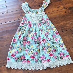 3/$15! 4t unknown brand floral and lace girls dress